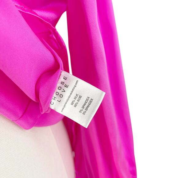 Generation Love Rosario One Shoulder Hot Pink Silk Blouse Size XL Statement Top - Picture 5 of 12